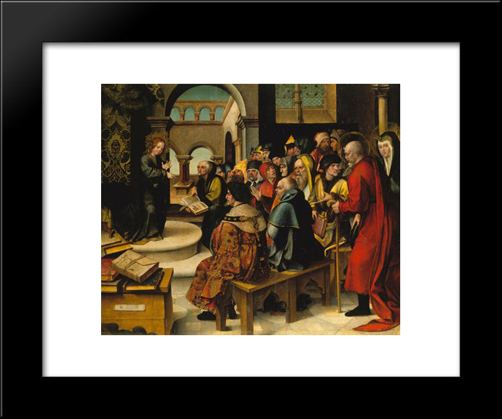 Menino Jesus Entre Os Doutores 20x24 Black Modern Wood Framed Art Print Poster by Figueiredo, Cristovao de