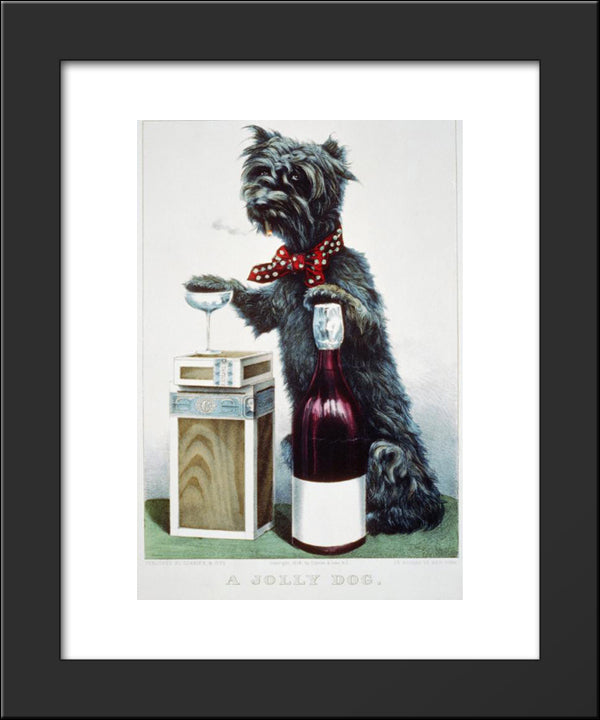 A Jolly Dog 20x24 Black Modern Wood Framed Art Print Poster by Currier and Ives