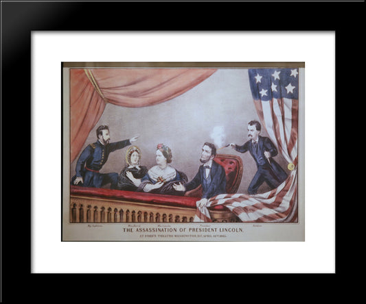 Assassination Of Abraham Lincoln 20x24 Black Modern Wood Framed Art Print Poster by Currier and Ives