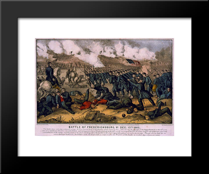 Battle Of Fredericksburg 13. Dec 1862 20x24 Black Modern Wood Framed Art Print Poster by Currier and Ives