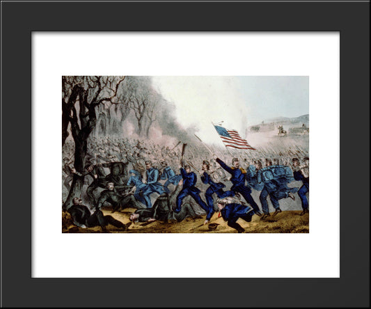 Battle Of Mill Spring, Ky. Jan 19Th 1862 20x24 Black Modern Wood Framed Art Print Poster by Currier and Ives