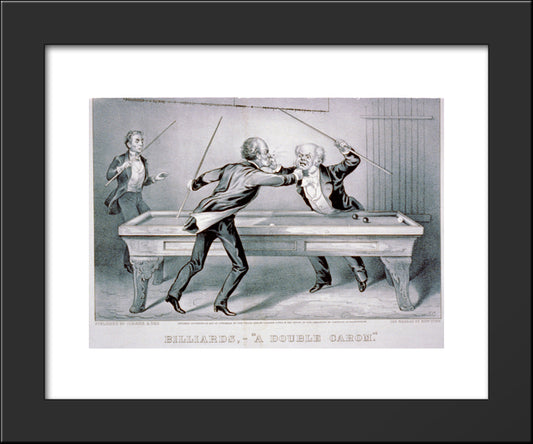 Billiards. A Double Carom 20x24 Black Modern Wood Framed Art Print Poster by Currier and Ives