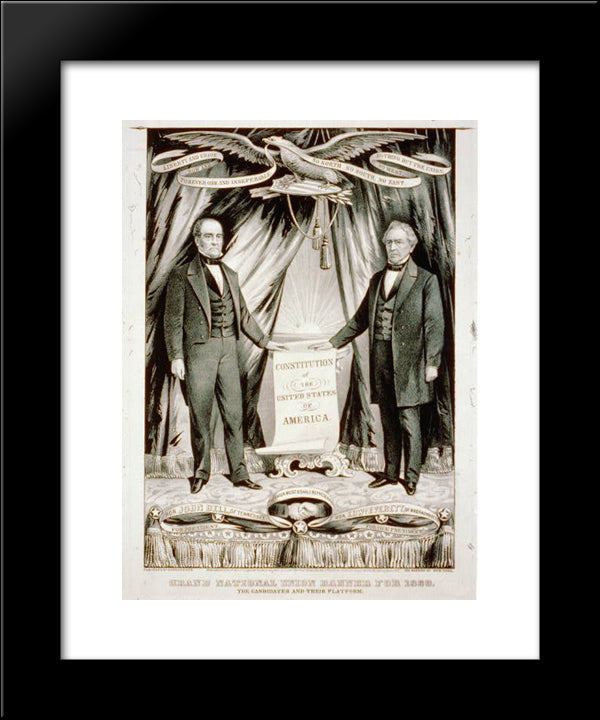 Campaign Poster For 1860 U.S. Presidential Candidate John Bell And His Running Mate, Edward Everett 20x24 Black Modern Wood Framed Art Print Poster by Currier and Ives