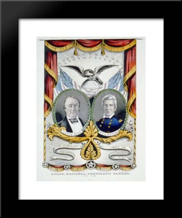 Campaign Poster For Democrats 20x24 Black Modern Wood Framed Art Print Poster by Currier and Ives