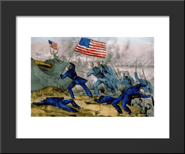 Capture Of Roanoke Island, Feby. 8Th 1862 20x24 Black Modern Wood Framed Art Print Poster by Currier and Ives