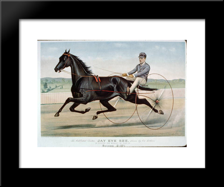 Celebrated Trotter Jay Eye See 20x24 Black Modern Wood Framed Art Print Poster by Currier and Ives