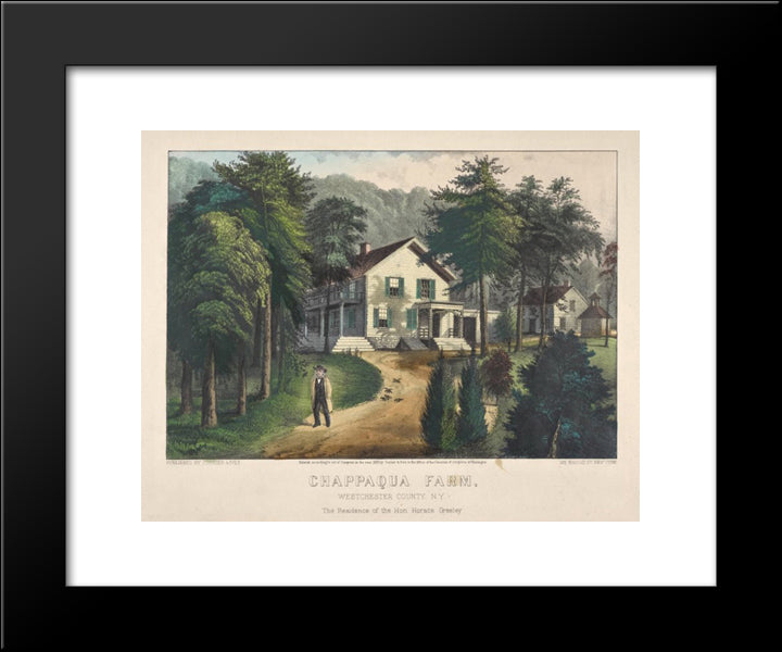 Chappaqua Farm, Westchester County, N.Y., The Residence Of Hon. Horace Greeley 20x24 Black Modern Wood Framed Art Print Poster by Currier and Ives
