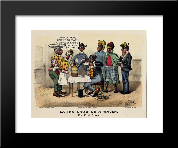 Eating Crow On A Wage 20x24 Black Modern Wood Framed Art Print Poster by Currier and Ives