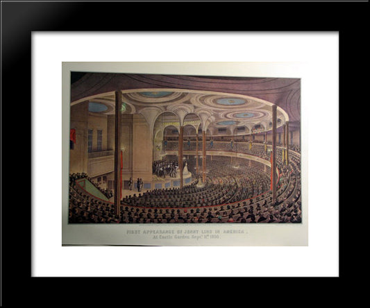 First Appearance Of Jenny Lind In America 20x24 Black Modern Wood Framed Art Print Poster by Currier and Ives