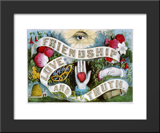 Friendship Love And Truth 20x24 Black Modern Wood Framed Art Print Poster by Currier and Ives