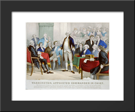 George Washington After His Appointment As Commander In Chief Of The Continental Army 20x24 Black Modern Wood Framed Art Print Poster by Currier and Ives