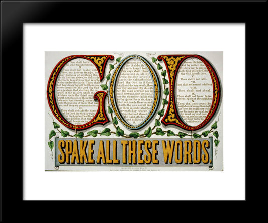 God Spake All These Words 10 Commandments 20x24 Black Modern Wood Framed Art Print Poster by Currier and Ives