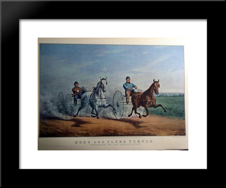 Hero And Flora Temple 20x24 Black Modern Wood Framed Art Print Poster by Currier and Ives