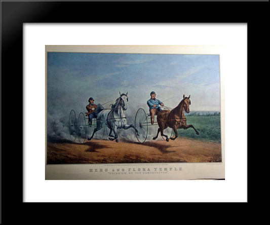 Hero And Flora Temple 20x24 Black Modern Wood Framed Art Print Poster by Currier and Ives