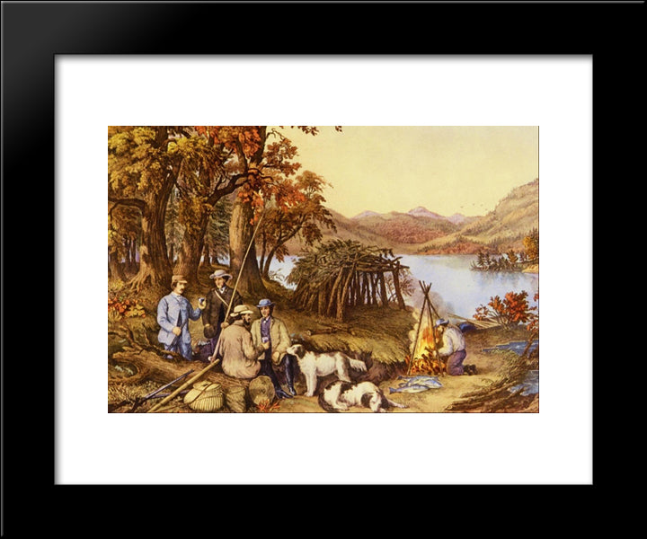 Hunting, Fishing And Forest Scenes 20x24 Black Modern Wood Framed Art Print Poster by Currier and Ives
