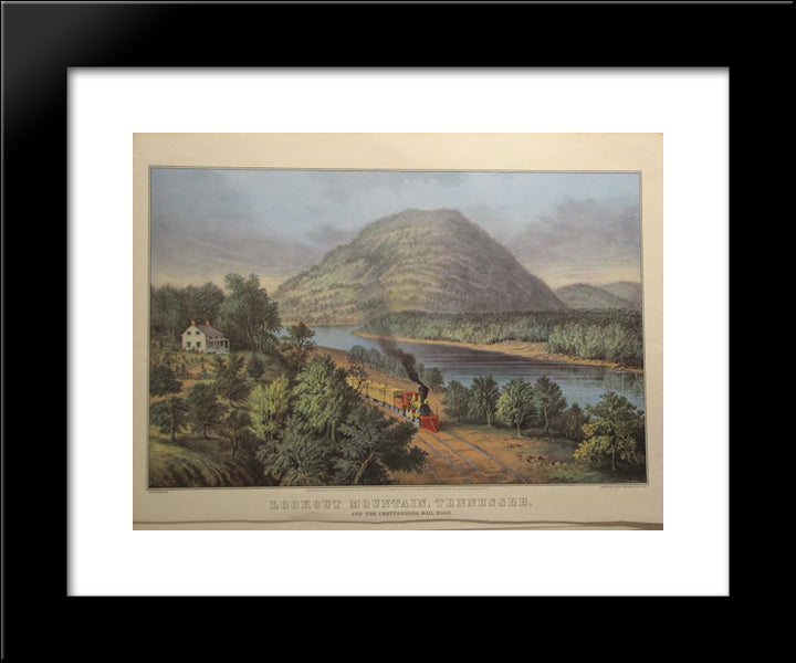 Lookout Mountain Tennessee 20x24 Black Modern Wood Framed Art Print Poster by Currier and Ives