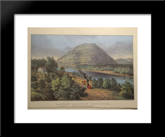 Lookout Mountain Tennessee 20x24 Black Modern Wood Framed Art Print Poster by Currier and Ives
