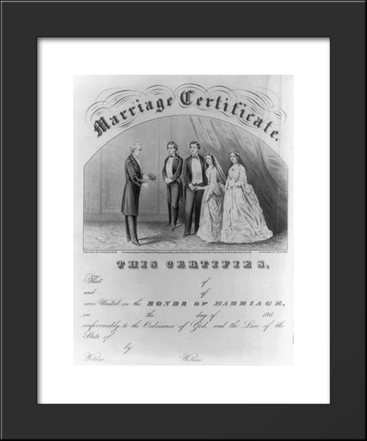 Marriage Certificate 20x24 Black Modern Wood Framed Art Print Poster by Currier and Ives