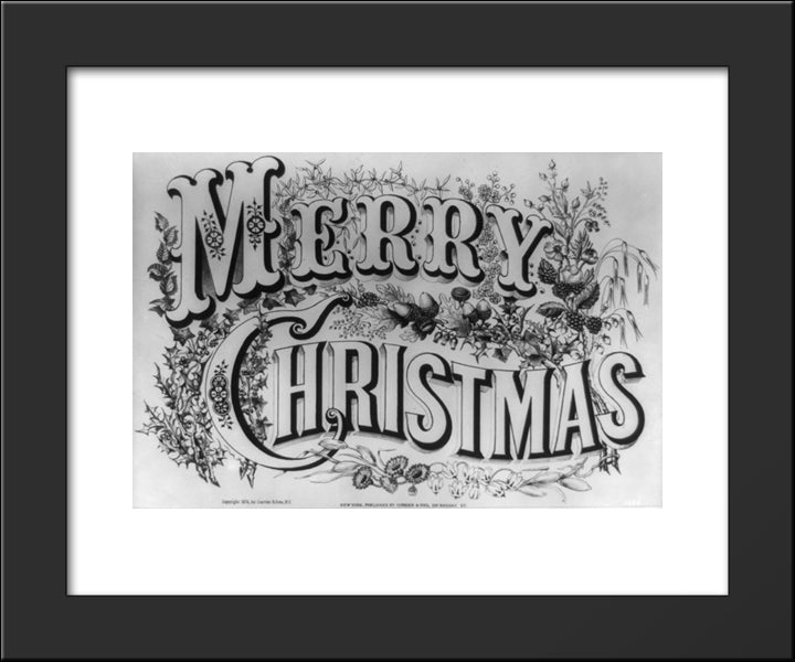 Merry Christmas 20x24 Black Modern Wood Framed Art Print Poster by Currier and Ives