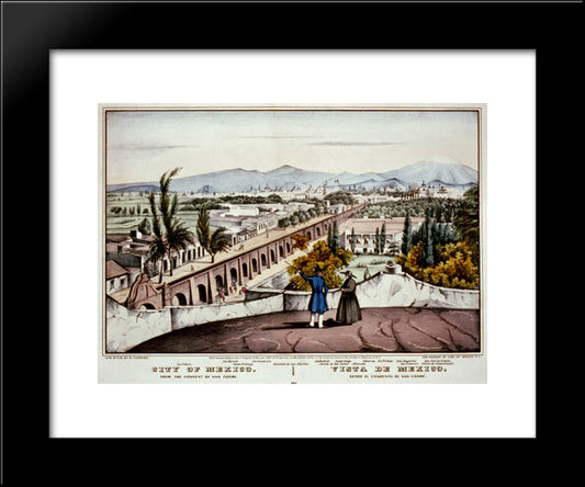 Mexico City From San Cosme 20x24 Black Modern Wood Framed Art Print Poster by Currier and Ives