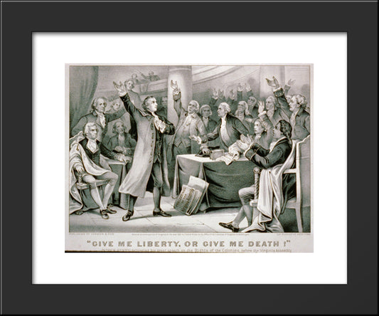 Patrick Henry Speaking Before The Virginia Assembly 20x24 Black Modern Wood Framed Art Print Poster by Currier and Ives