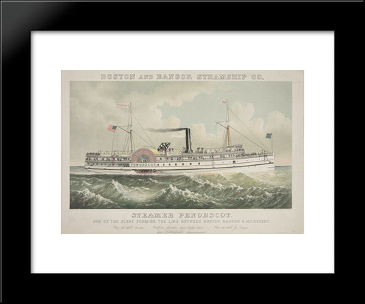 Penobscot, New England Coastal Steamship 20x24 Black Modern Wood Framed Art Print Poster by Currier and Ives