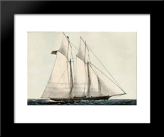 Schooner Yacht Cambria, 199 Tons 20x24 Black Modern Wood Framed Art Print Poster by Currier and Ives