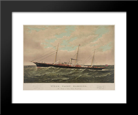 Steam Yacht Namouna 20x24 Black Modern Wood Framed Art Print Poster by Currier and Ives