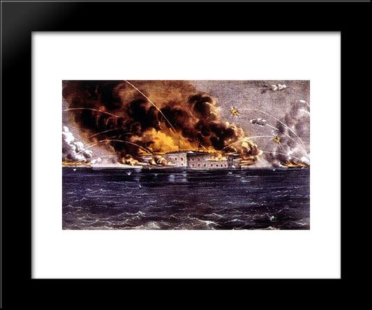 Sumter 1861 20x24 Black Modern Wood Framed Art Print Poster by Currier and Ives
