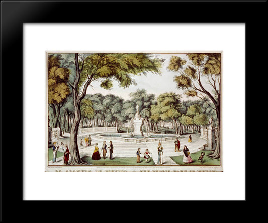 The Alameda Of Mexico City 20x24 Black Modern Wood Framed Art Print Poster by Currier and Ives