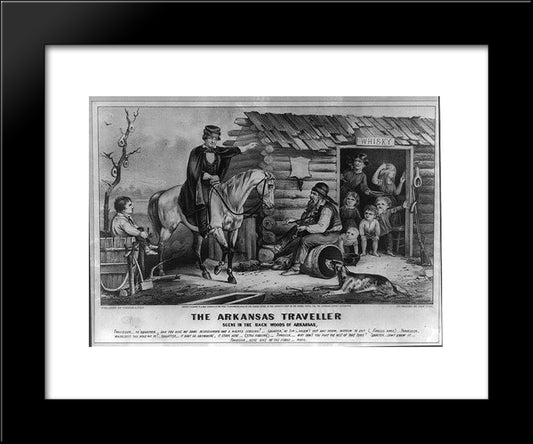 The Arkansas Traveller 20x24 Black Modern Wood Framed Art Print Poster by Currier and Ives