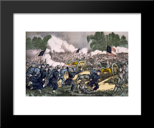 The Battle Of Gettysburg, Pa. July 3D. 1863 20x24 Black Modern Wood Framed Art Print Poster by Currier and Ives