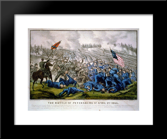 The Battle Of Petersburg Va. April 2Nd 1865 20x24 Black Modern Wood Framed Art Print Poster by Currier and Ives