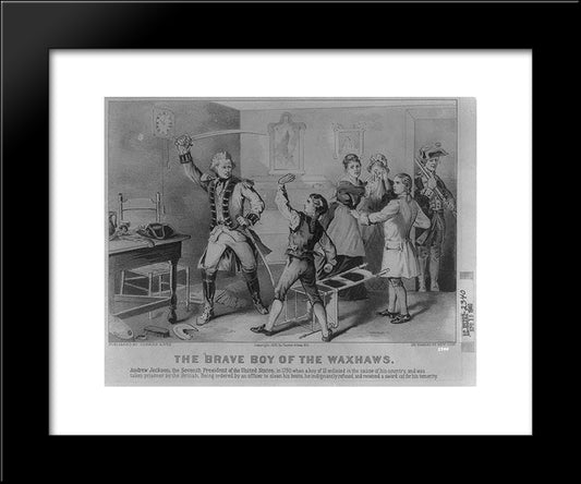 The Brave Boy Of The Waxhaws 20x24 Black Modern Wood Framed Art Print Poster by Currier and Ives