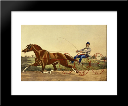 The Celebrating Pacing Mare Pacahontas 20x24 Black Modern Wood Framed Art Print Poster by Currier and Ives