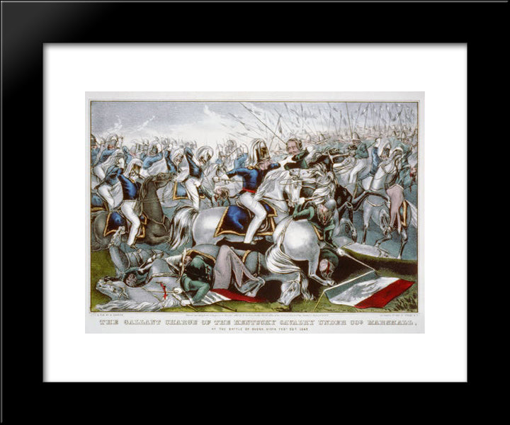 The Gallant Charge Of The Kentucky Cavalry Under Col. Marshall 20x24 Black Modern Wood Framed Art Print Poster by Currier and Ives