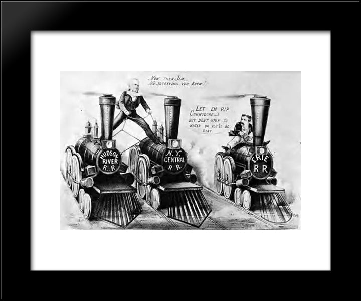 The Great Race For The Western Stakes, 20x24 Black Modern Wood Framed Art Print Poster by Currier and Ives