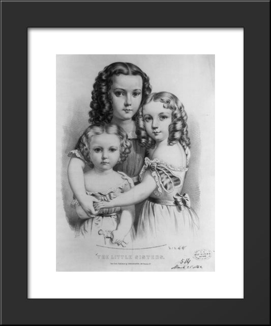The Little Sisters 20x24 Black Modern Wood Framed Art Print Poster by Currier and Ives