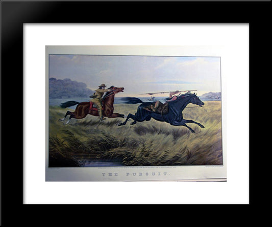 The Pursuit 20x24 Black Modern Wood Framed Art Print Poster by Currier and Ives