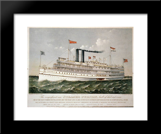 The Steamer Puritan, Part Of The 'Old' Fall River Line 20x24 Black Modern Wood Framed Art Print Poster by Currier and Ives
