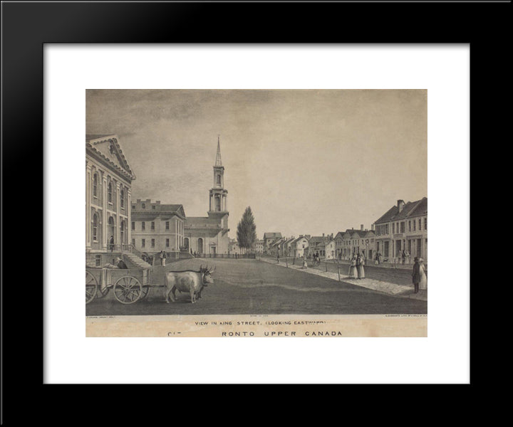 View In King Street (Looking Eastward), City Of Toronto, Upper Canada 20x24 Black Modern Wood Framed Art Print Poster by Currier and Ives