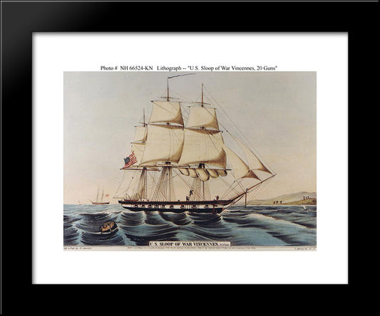Vincennes Sloop 20x24 Black Modern Wood Framed Art Print Poster by Currier and Ives