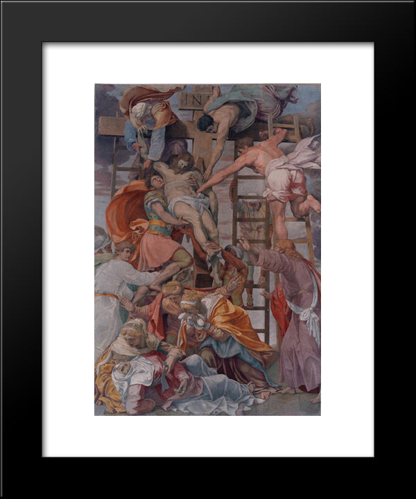 Descent From The Cross (The Deposition) 20x24 Black Modern Wood Framed Art Print Poster by Volterra, Daniele da