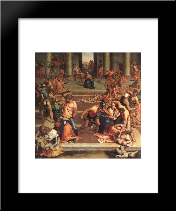 Massacre Of The Innocents 20x24 Black Modern Wood Framed Art Print Poster by Volterra, Daniele da