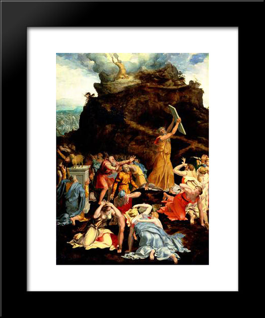 Moses On Mount Sinai 20x24 Black Modern Wood Framed Art Print Poster by Volterra, Daniele da