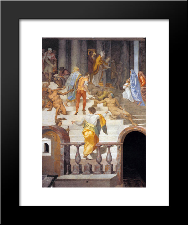 The Presentation Of The Virgin 20x24 Black Modern Wood Framed Art Print Poster by Volterra, Daniele da