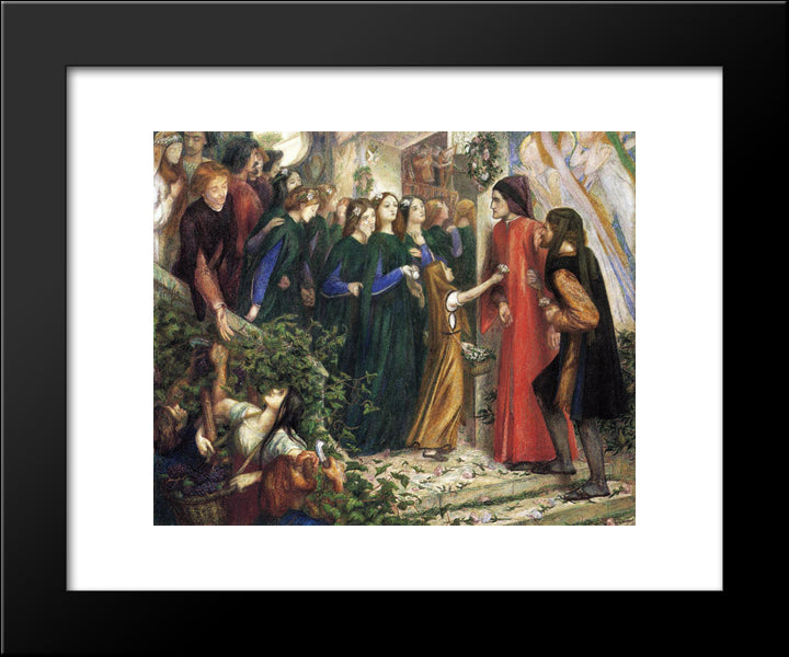 Beatrice, Meeting Dante At A Wedding Feast, Denies Him Her Salutation 20x24 Black Modern Wood Framed Art Print Poster by Rossetti, Dante Gabriel