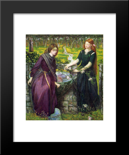 Dante`S Vision Of Rachel And Leah 20x24 Black Modern Wood Framed Art Print Poster by Rossetti, Dante Gabriel