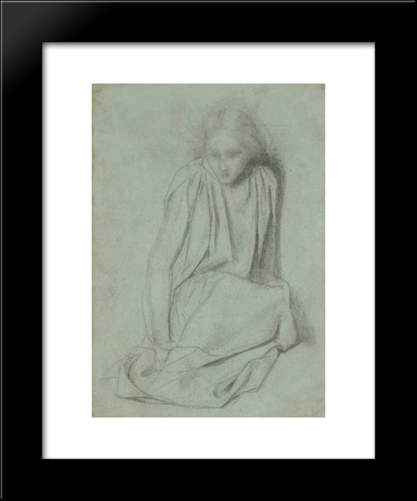 Ecce Ancilla Domini Study 20x24 Black Modern Wood Framed Art Print Poster by Rossetti, Dante Gabriel