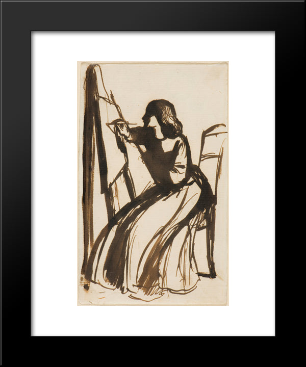 Elizabeth Siddal Seated At An Easel 20x24 Black Modern Wood Framed Art Print Poster by Rossetti, Dante Gabriel